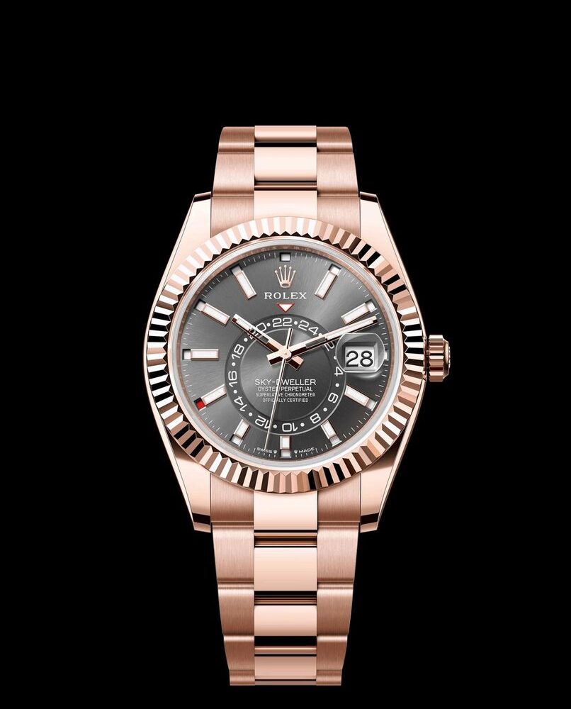 Roségouden horloge met leisteengrijze wijzerplaat