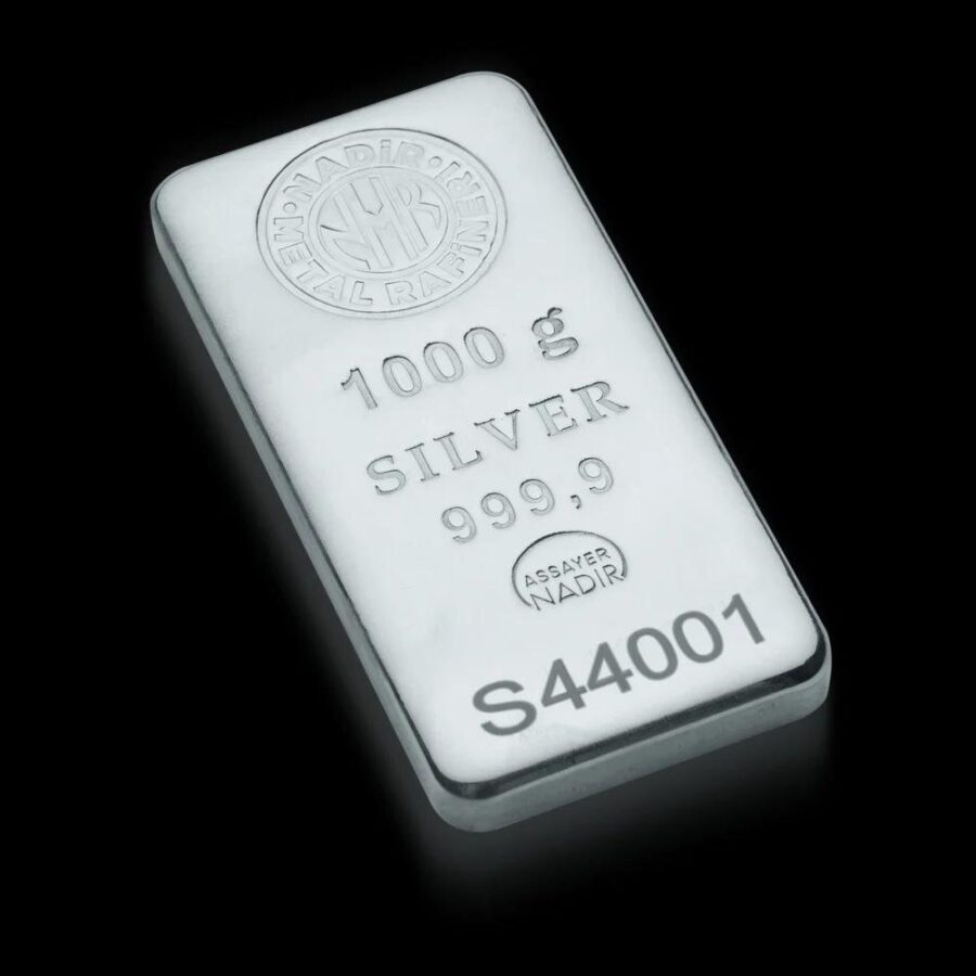 Gegoten zilverbaar 1000 gram