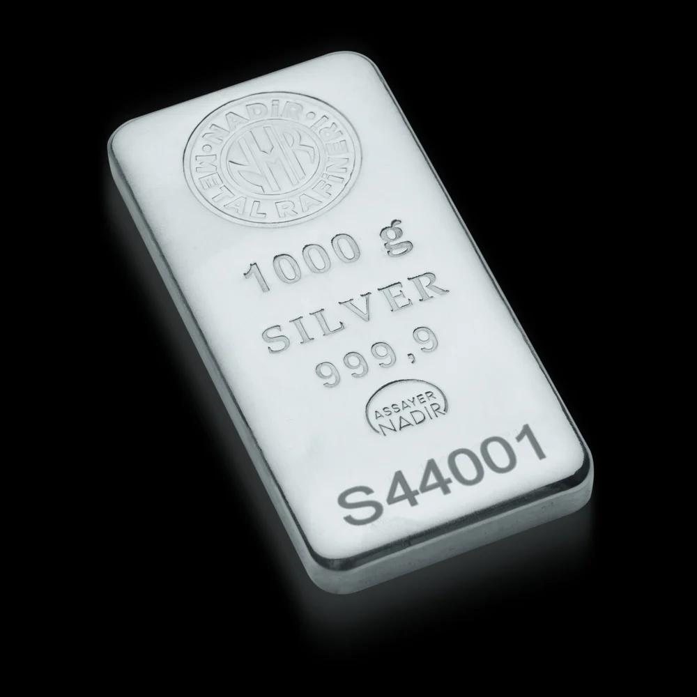 Gegoten zilverbaar 1000 gram