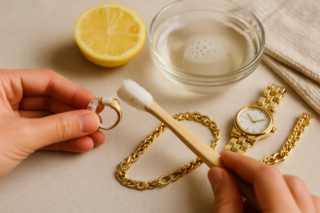 Gouden sieraden schoonmaken: natuurlijke methoden